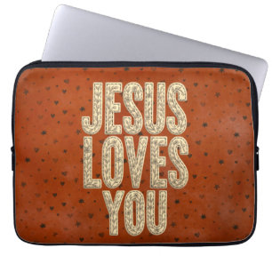 Housse Pour Ordinateur Portable Jésus Vous Aime Encouragement Chrétien Rustique