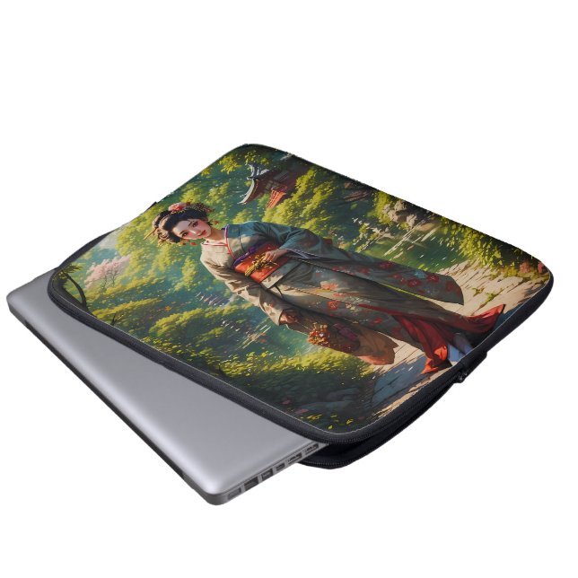 Housse Pour Ordinateur Portable Jeune fille du jardin vert (Devant bas)