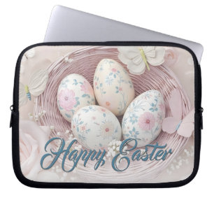 Housse Pour Ordinateur Portable Joie de Pâques douce avec Motif Floral
