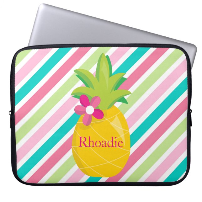 Housse Pour Ordinateur Portable Joli ananas avec bandes (Devant)