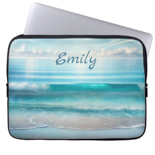Housse Pour Ordinateur Portable Joli Blue Ocean Waves and Sea Glass Personnalisé