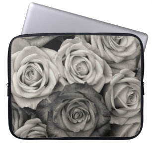 Housse Pour Ordinateur Portable Joli Bouquet de fleurs en roses noires et blanches