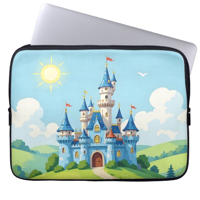 Housse Pour Ordinateur Portable Joli château bleu et blanc (Devant)