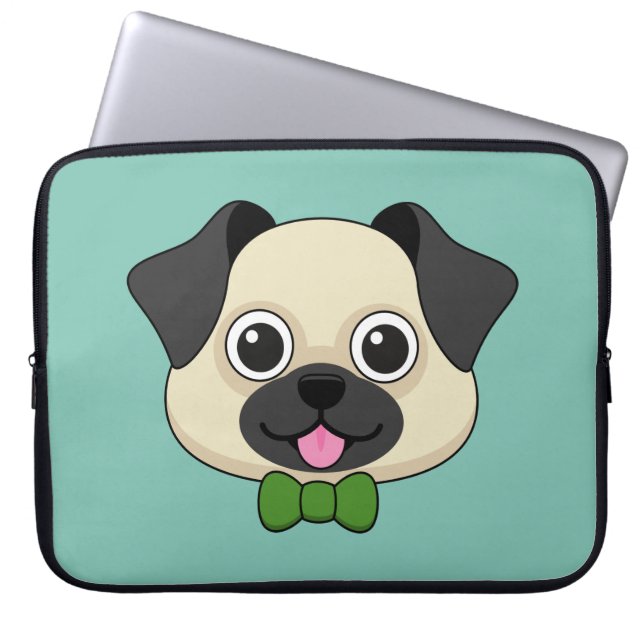 Housse Pour Ordinateur Portable Joli chien Carlin avec Papillon (Devant)