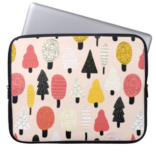 Housse Pour Ordinateur Portable Joli doodle arbres sans couture motif vintage. Rec