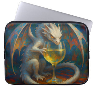 Housse Pour Ordinateur Portable Joli Dragon d'Ivoire & Fantaisie Art Vin Blanc