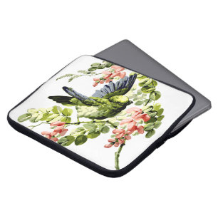 Housse Pour Ordinateur Portable Joli jeune perroquet dans l'arbre à fleurs