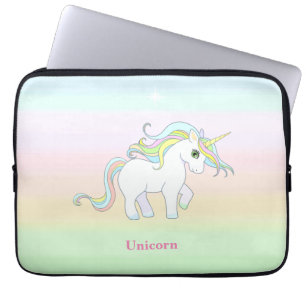 Housse Pour Ordinateur Portable Joli licorne sur couleurs pastel