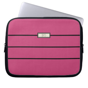 Housse Pour Ordinateur Portable Joli Moderne Élégant Monogramme Chic Girly Rose