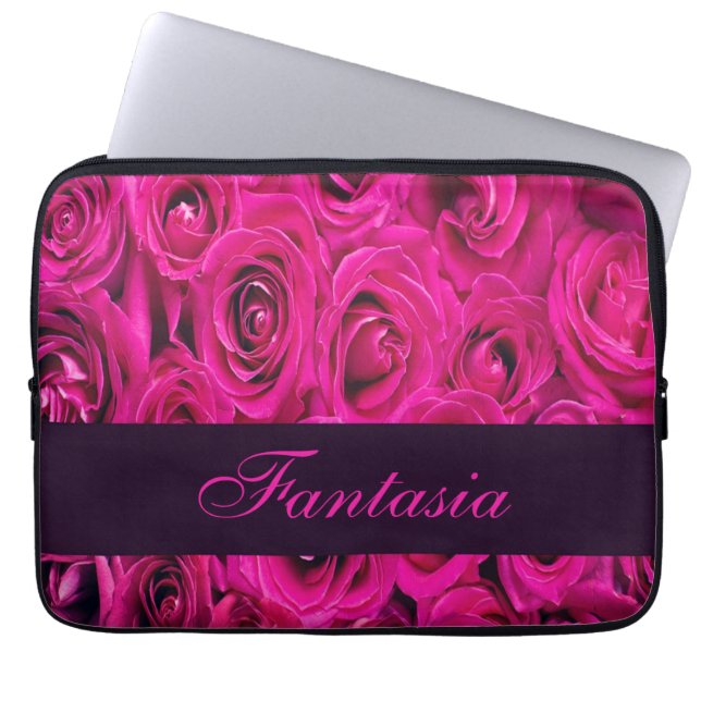 Housse Pour Ordinateur Portable Joli monogramme rose roses (Devant)