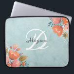 Housse Pour Ordinateur Portable Joli Monogramme rose Turquoise<br><div class="desc">Coque portable design monogrammed à la mode. Un bel accessoire à votre ordinateur portable. Personnalisez-le pour vous ou pour un cadeau. Conçu pour vous par Blackberry Boulevard.</div>