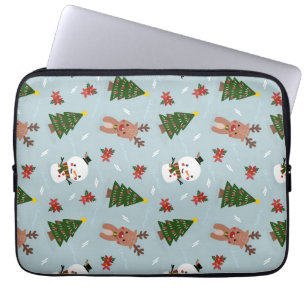Housse Pour Ordinateur Portable Joli motif de Noël Bonhomme de neige, renne et a