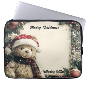 Housse Pour Ordinateur Portable Joli Noël Teddy Bear Illustration Design