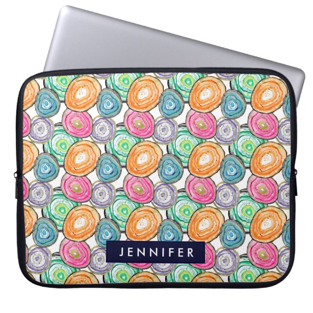 Housse Pour Ordinateur Portable Joli orange vert rose motif personnalisé (Devant)