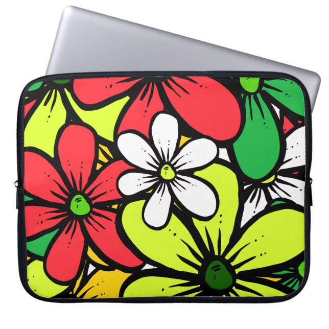 Housse Pour Ordinateur Portable Joli Regroupement lumineux de Fleurs d'été (Devant)