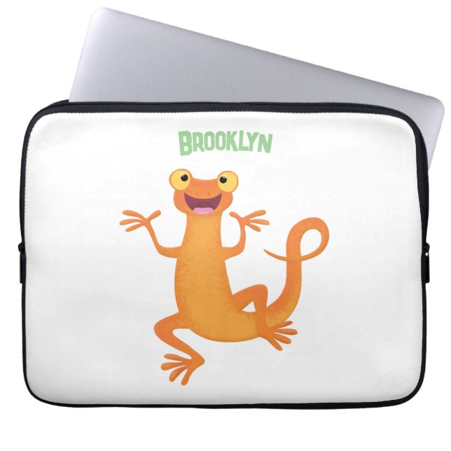 Housse Pour Ordinateur Portable Joli triton orangé joyeux (Devant)