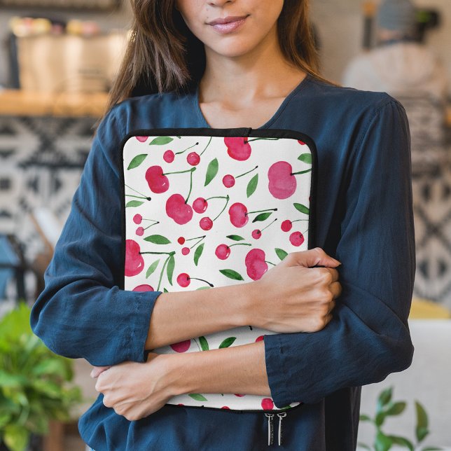 Housse Pour Ordinateur Portable Jolie aquarelle rouge cerises motif (Créateur téléchargé)