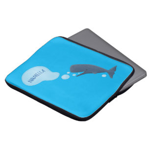 Housse Pour Ordinateur Portable Jolie baleine à sperme soufflant bulles dessin