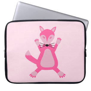 Housse Pour Ordinateur Portable Jolie Bébé Fille Renard Rose