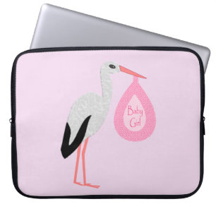 Housse Pour Ordinateur Portable Jolie chatte rose bébé fille Stork