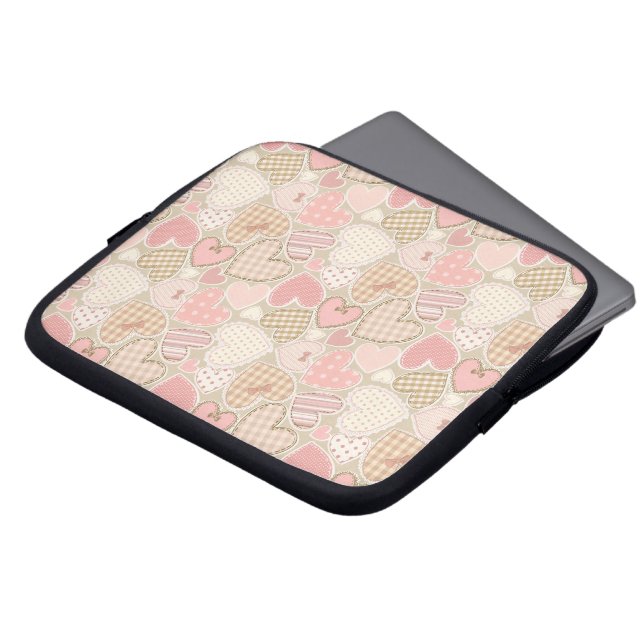 Housse Pour Ordinateur Portable Jolie courtepointe Motif Coeurs roses Bows (Devant haut)