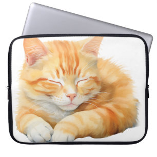 HOUSSE POUR ORDINATEUR PORTABLE JOLIE EAU COULEUR DORMIÈRE ORANGE TABBY CAT