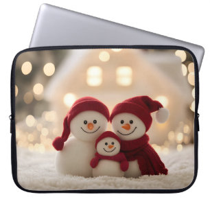 Housse Pour Ordinateur Portable Jolie famille de bonhomme de neige Noël d'hiver