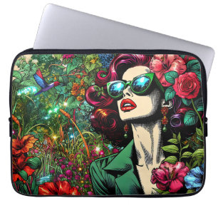 Housse Pour Ordinateur Portable Jolie femme dans un jardin de fleurs