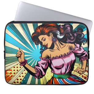 Housse Pour Ordinateur Portable Jolie Femme Dansant Salsa Pop Art