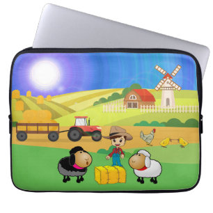Housse Pour Ordinateur Portable Jolie ferme, moutons et poussins
