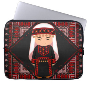 Housse Pour Ordinateur Portable jolie fille palestinienne Broderie rouge tatreez