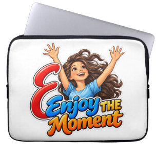 Housse Pour Ordinateur Portable Jolie lettre E en 3D Profitez du moment Heureuse f