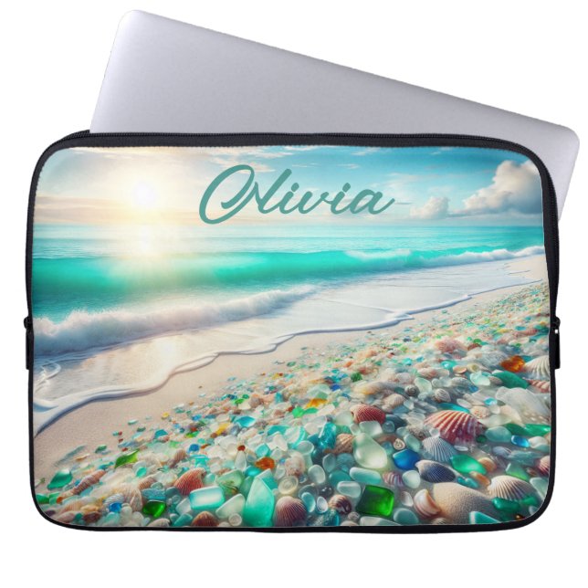 Housse Pour Ordinateur Portable Jolie plage Ocean avec verre marin Personnalisé (Devant)
