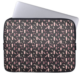Housse Pour Ordinateur Portable Jolie sorcellerie de vampire noir et rose motif