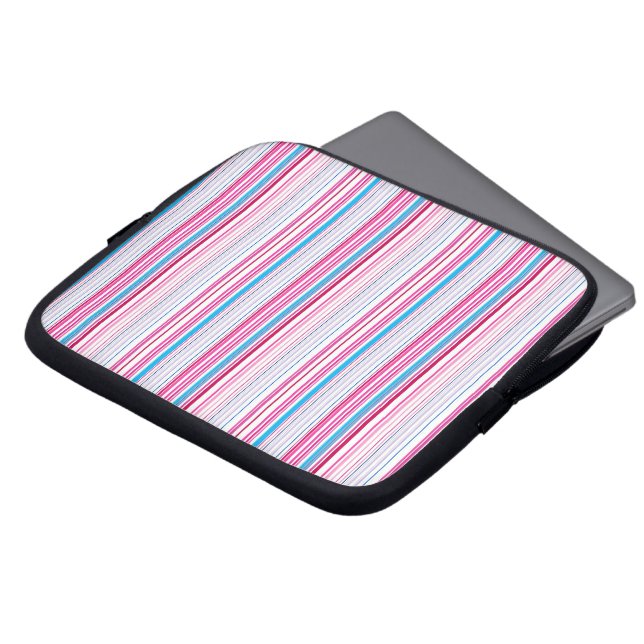 Housse Pour Ordinateur Portable Jolies rayures bleues roses (Devant haut)