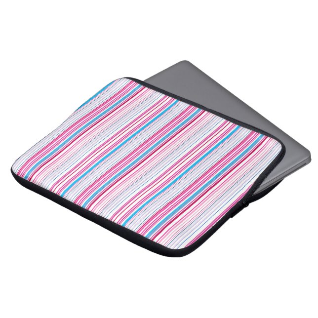 Housse Pour Ordinateur Portable Jolies rayures bleues roses (Devant haut)