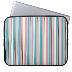 Housse Pour Ordinateur Portable Jolies rayures grises aqua