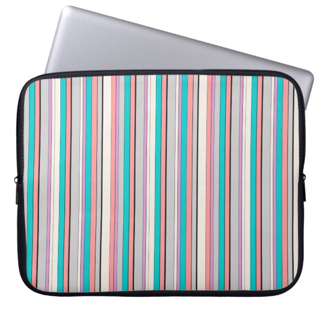 Housse Pour Ordinateur Portable Jolies rayures grises aqua (Devant)