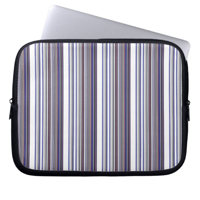 Housse Pour Ordinateur Portable Jolies rayures grises bleues modernes (Devant)