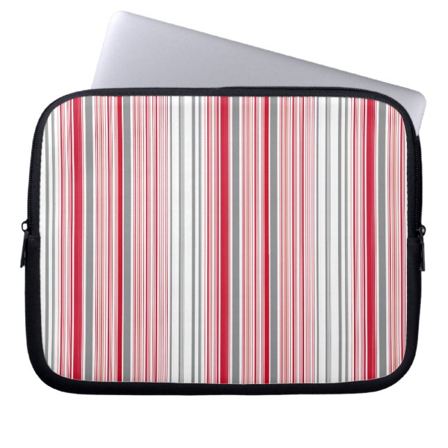 Housse Pour Ordinateur Portable Jolies rayures grises rouges (Devant)