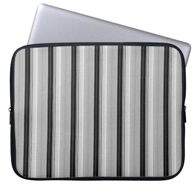 Housse Pour Ordinateur Portable Jolies rayures noir gris (Devant)