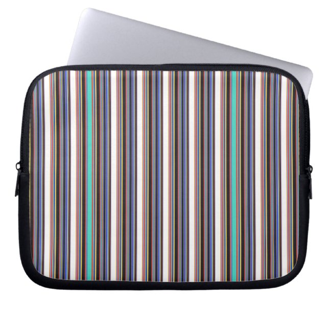 Housse Pour Ordinateur Portable Jolies rayures noires bleues (Devant)