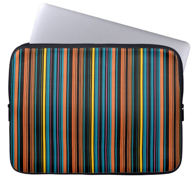 Housse Pour Ordinateur Portable Jolies rayures noires bleues (Devant)