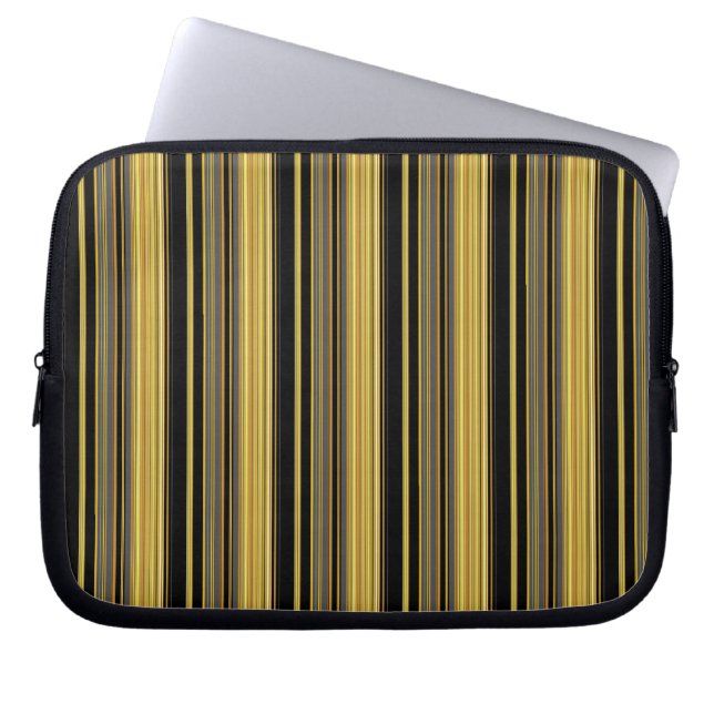 Housse Pour Ordinateur Portable Jolies rayures noires dorées (Devant)