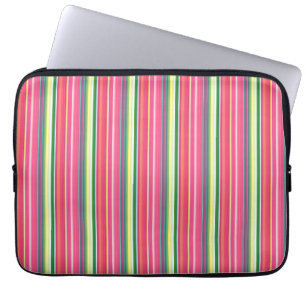 Housse Pour Ordinateur Portable Jolies rayures roses vertes