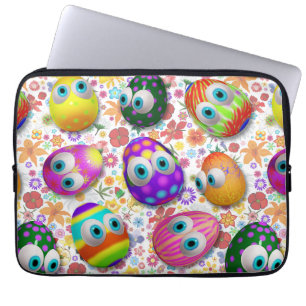 Housse Pour Ordinateur Portable Jolis œufs de Pâques de dessin animé amusants
