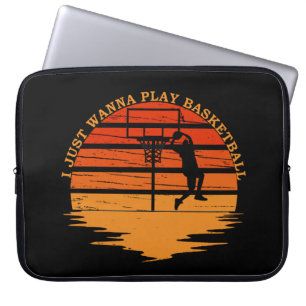 Housse Pour Ordinateur Portable Joueurs de basket-ball style coucher de soleil rét
