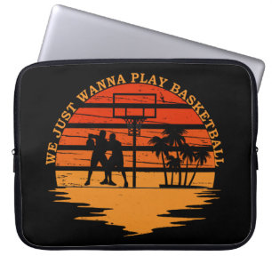 Housse Pour Ordinateur Portable Joueurs de basket-ball style coucher de soleil rét