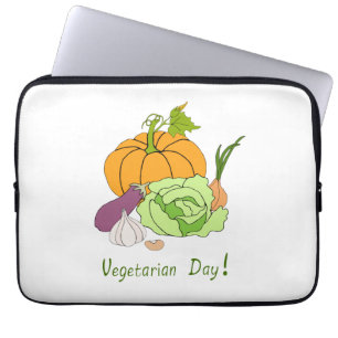 Housse Pour Ordinateur Portable Journée mondiale de la Végétarien minimaliste mang