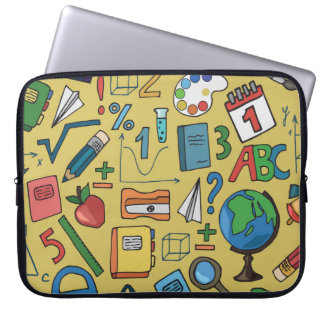 Housse Pour Ordinateur Portable Jours scolaires : Motif des fournitures Vintages
